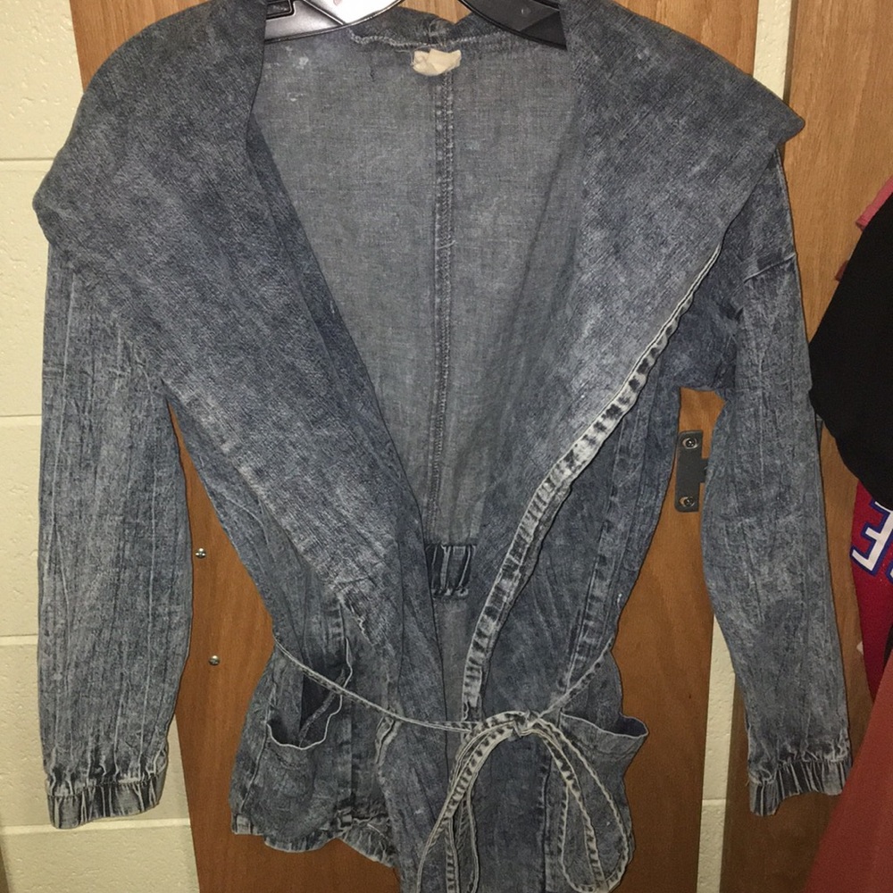 Hooded blue jean jacket